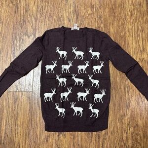Ann Taylor LOFT Reindeer Maroon Sweater Size Small EUC!
